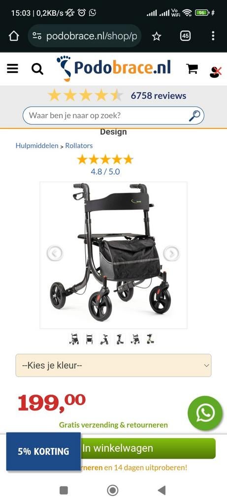 Te koop MultiMotion Light rollator, Ophalen of Verzenden