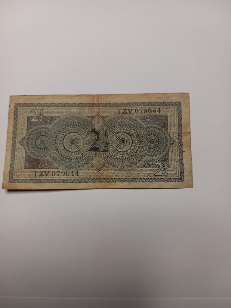 Oud papieren biljet 2 gulden 50 cent, Ophalen of Verzenden