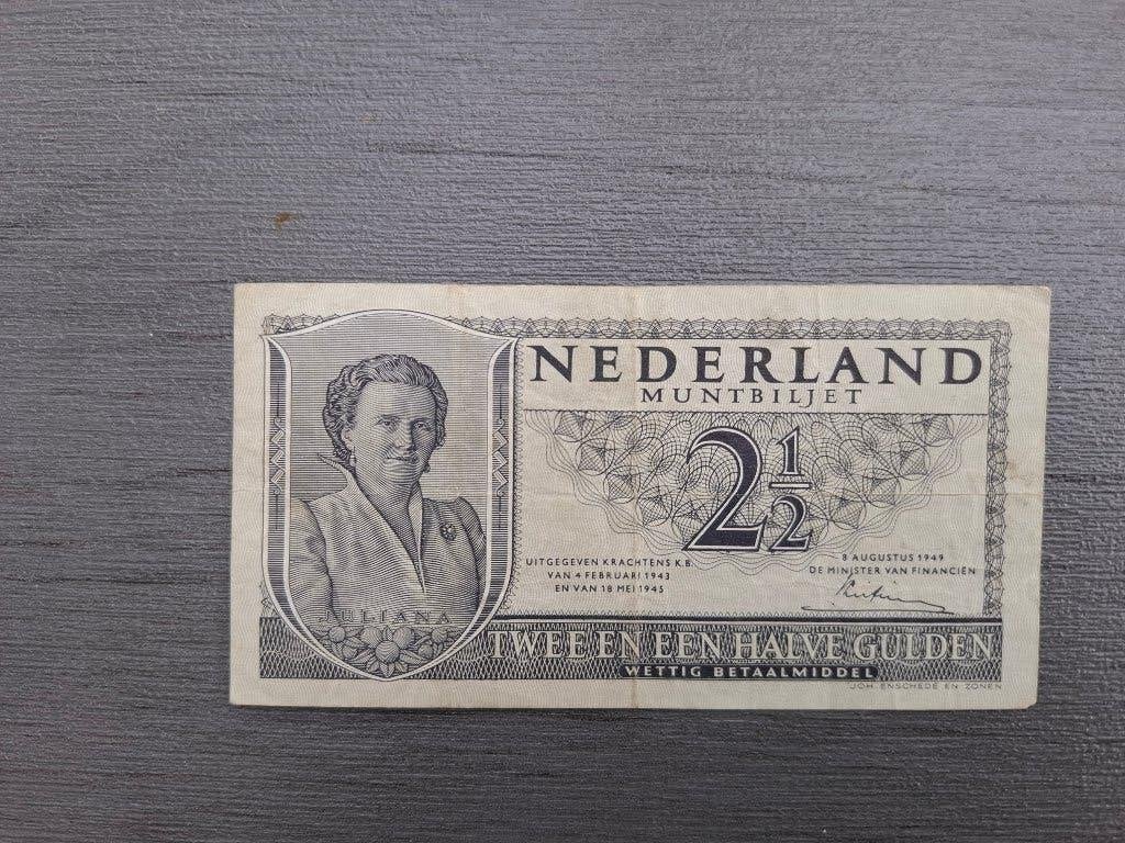 Muntbiljet 2,50 gulden 1949, Postzegels en Munten, Bankbiljetten | Nederland, Ophalen of Verzenden, 2½ gulden, Los biljet