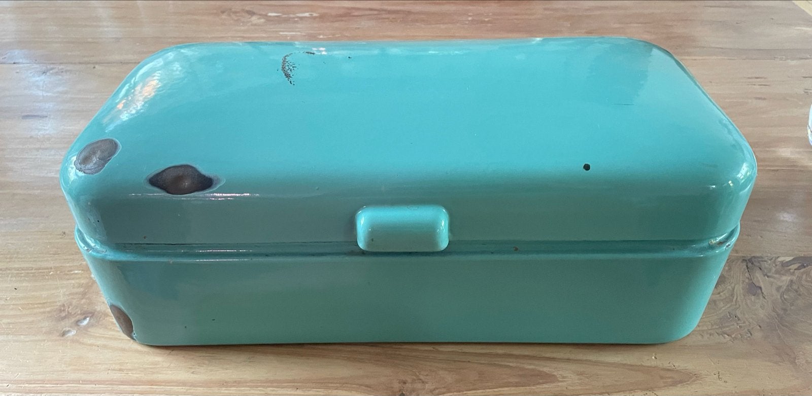 Vintage Broodtrommel Jaren '60 Emaille Mintgroen €10, Antiek en Kunst, Verzenden