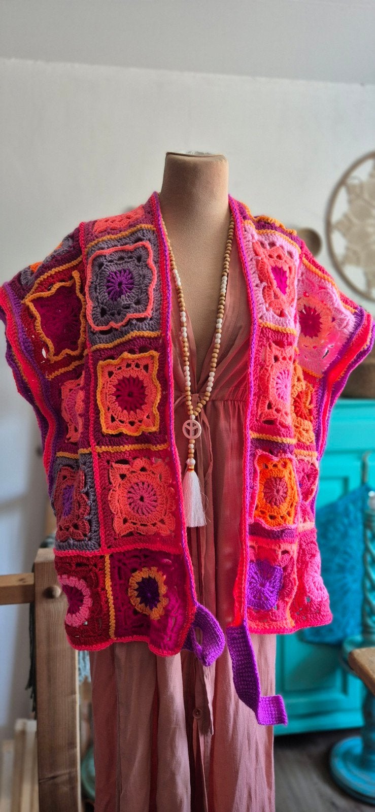 HandmadeByGreet vest Boho style, Maat 46/48 (XL) of groter, Nieuw, Ophalen of Verzenden, Roze