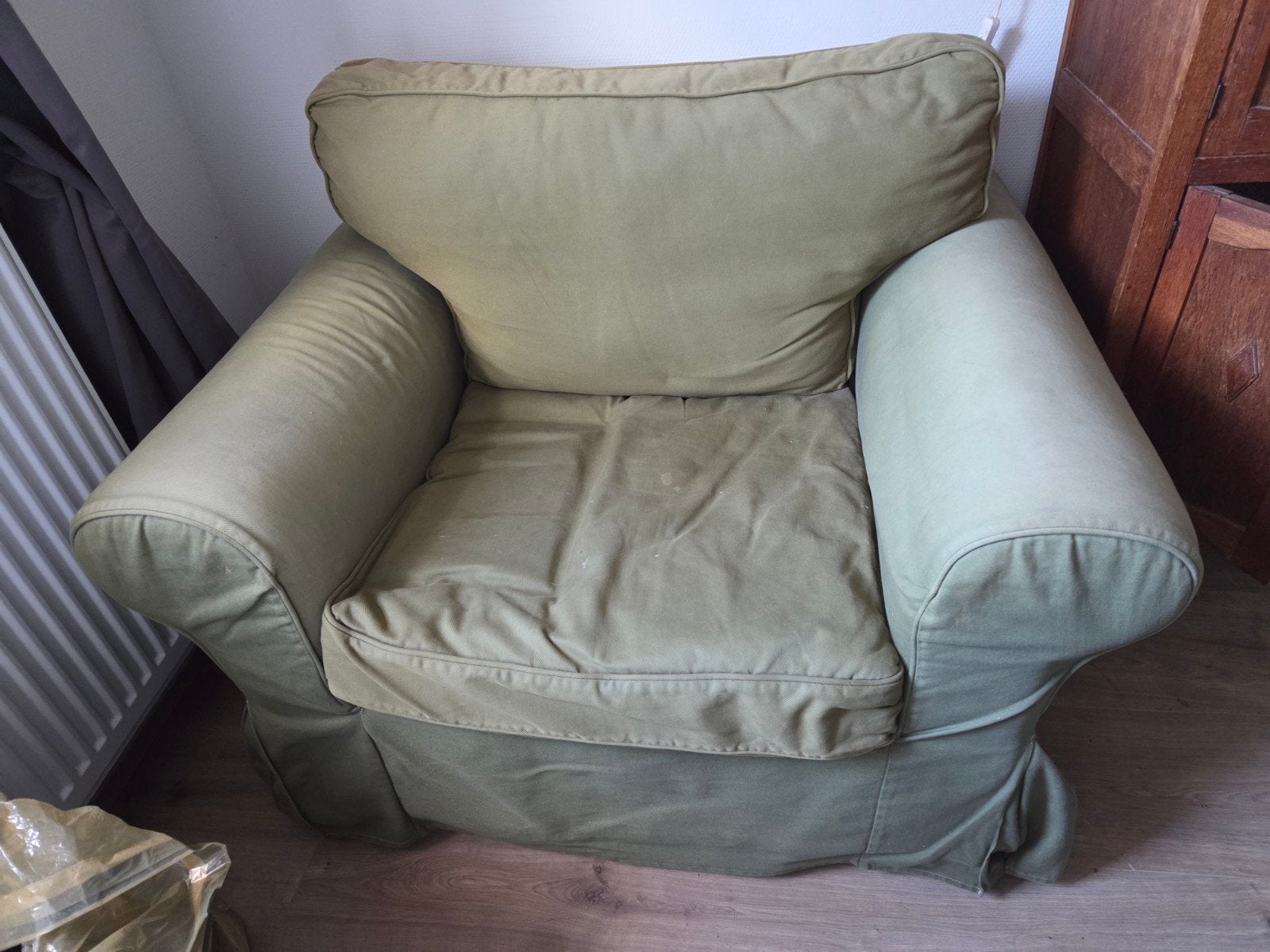 Ikea fauteuil, groen, gratis, Huis en Inrichting, Fauteuils, Ophalen, Gebruikt, 75 tot 100 cm, 50 tot 75 cm