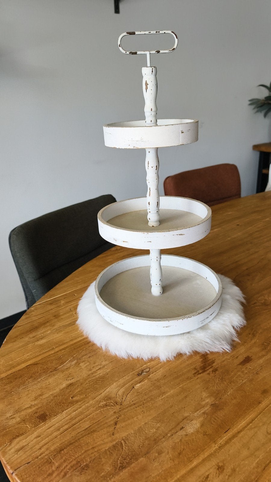 Etagère met onderkleedje - Brocante stijl, Ophalen, Gebruikt, Etagère, Hout