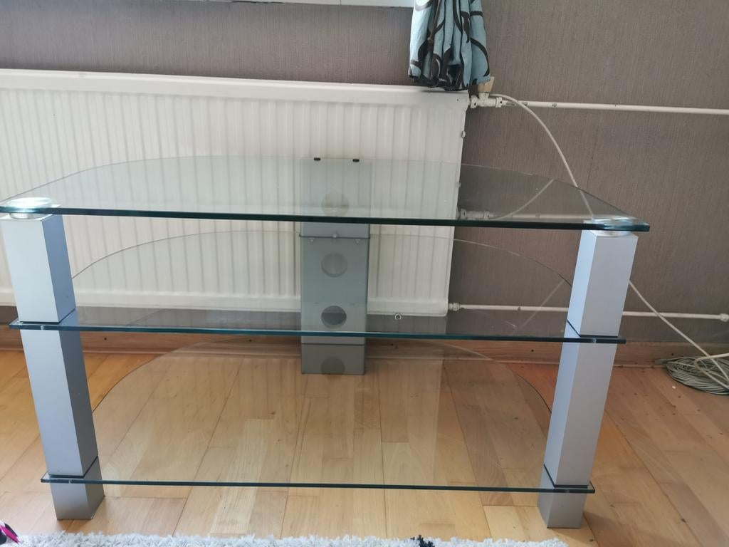 Glazen tv meubel. 57 cm hoog  57 cm diep  95 cm breed., Huis en Inrichting, Ophalen, 50 tot 100 cm, Glas, Minder dan 100 cm