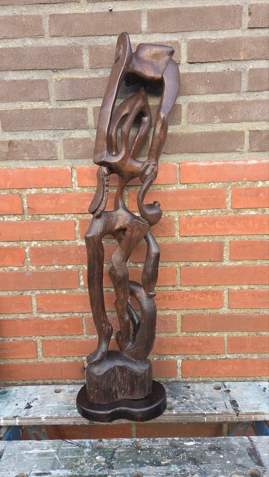 Prachtige sculpture Afrikaanse beeld uit Tanzania 88cm, Antiek en Kunst, Kunst | Beelden en Houtsnijwerken, Ophalen of Verzenden