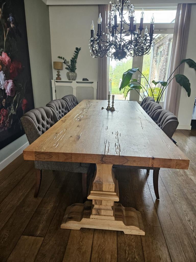 eikenhouten kloostertafel, Huis en Inrichting, Tafels | Eettafels, Ophalen, Rechthoekig, 200 cm of meer, 50 tot 100 cm