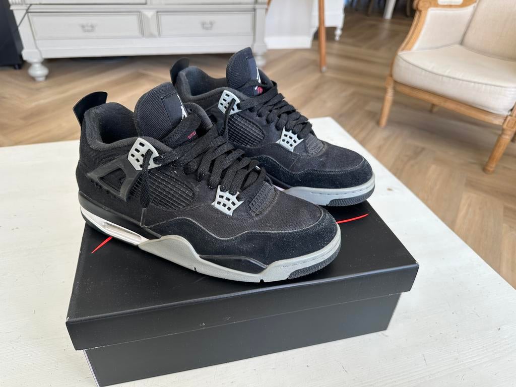 Jordan 4 black canvas, Kleding | Heren, Schoenen, Ophalen of Verzenden, Zo goed als nieuw, Zwart