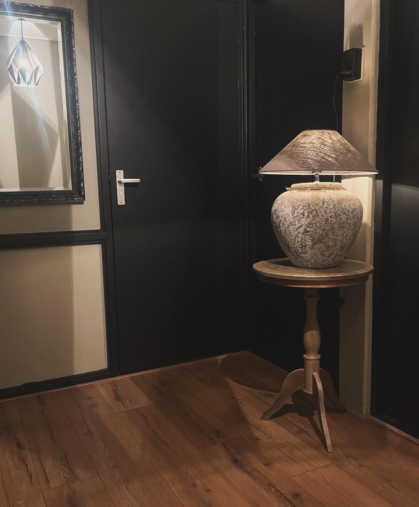 Kruiklamp, landelijk, Huis en Inrichting, Lampen | Tafellampen, Ophalen, Gebruikt, Overige materialen, Minder dan 50 cm