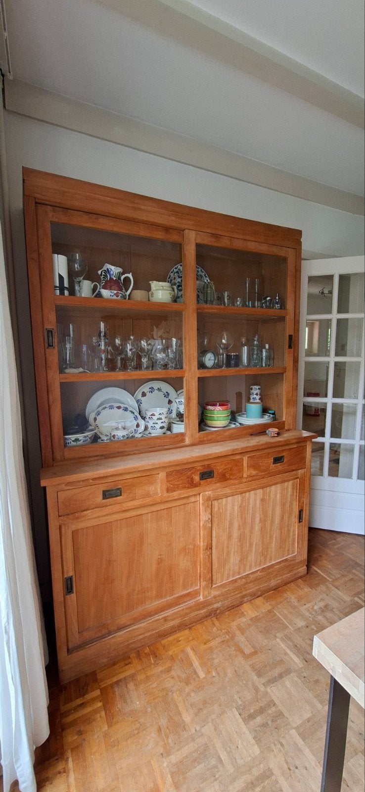 Teakhouten Buffetkast - 2 Delen - H215xB154xD50/37 cm, Huis en Inrichting, Kasten | Buffetkasten, Ophalen, Gebruikt, Met deur(en)