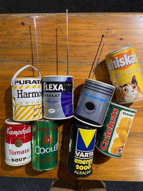transistor novelty blikken AM/FM collector radio's, Ophalen of Verzenden, Zo goed als nieuw, Transistorradio