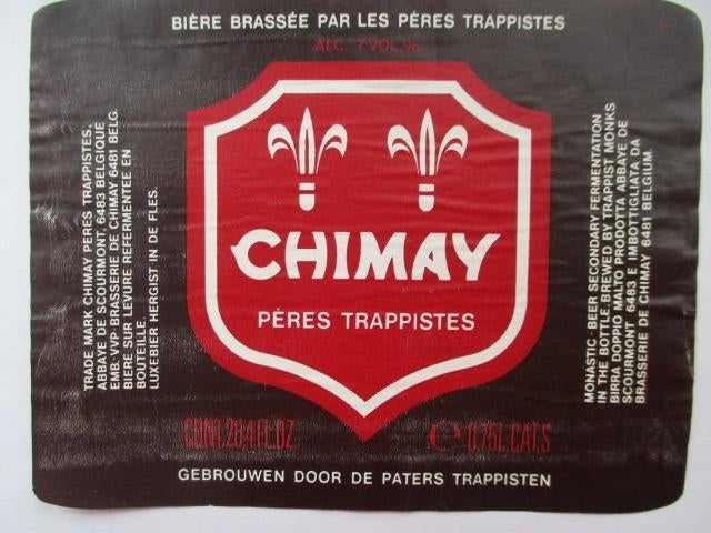 bieretiket Belgie 4-5 (13M) chimay, Ophalen of Verzenden, Gebruikt, Overige typen, Overige merken