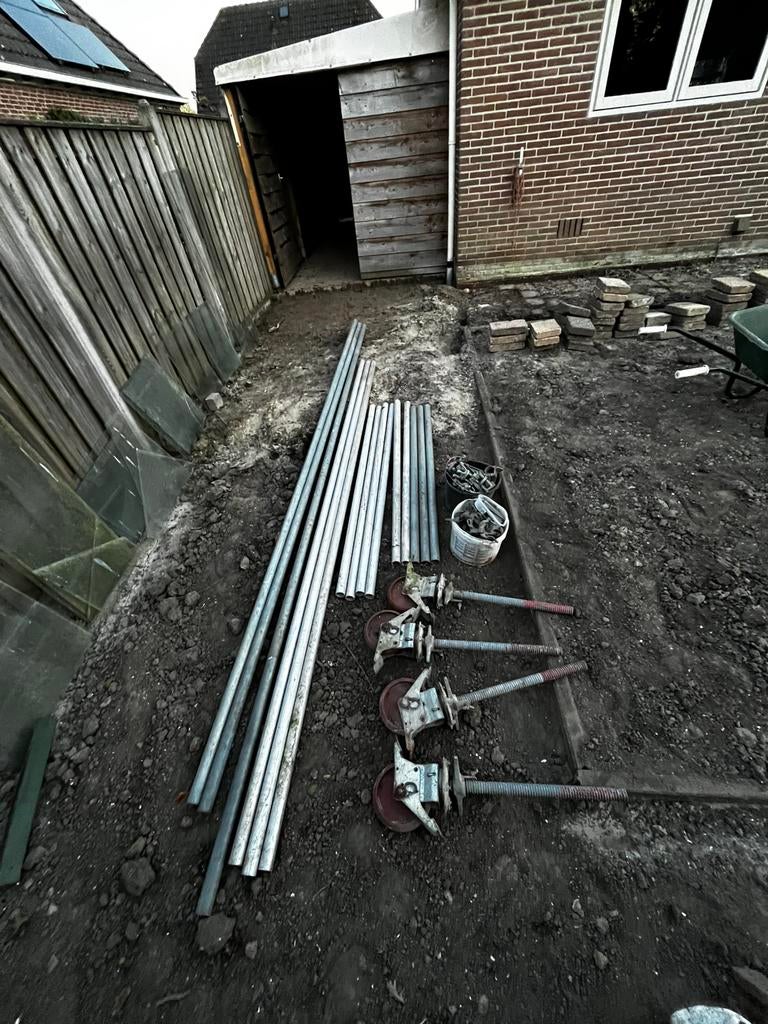 Steiger, steigerplank, steigerbuis, steigerkoppelingen teab, Doe-het-zelf en Verbouw, Steigers, Ophalen, Gebruikt, 2 tot 5 meter