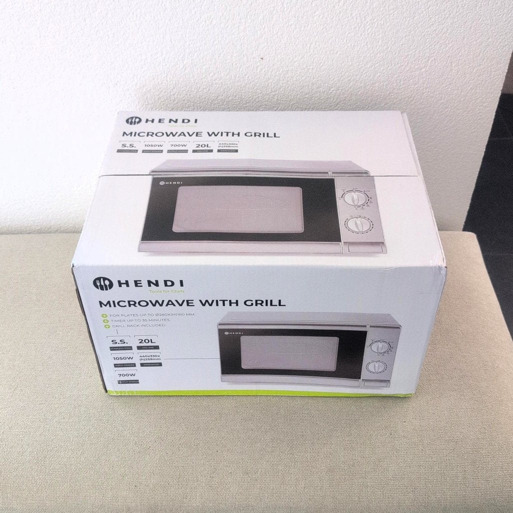 Hendi Magnetron met Grill 20L Nieuw in doos, Ophalen, Minder dan 45 cm, Magnetron, Draaiplateau