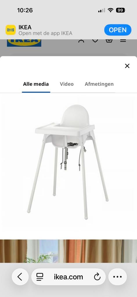 IKEA kinderstoel plastic, Ophalen of Verzenden, Gebruikt, Overige typen, Afneembaar eetblad