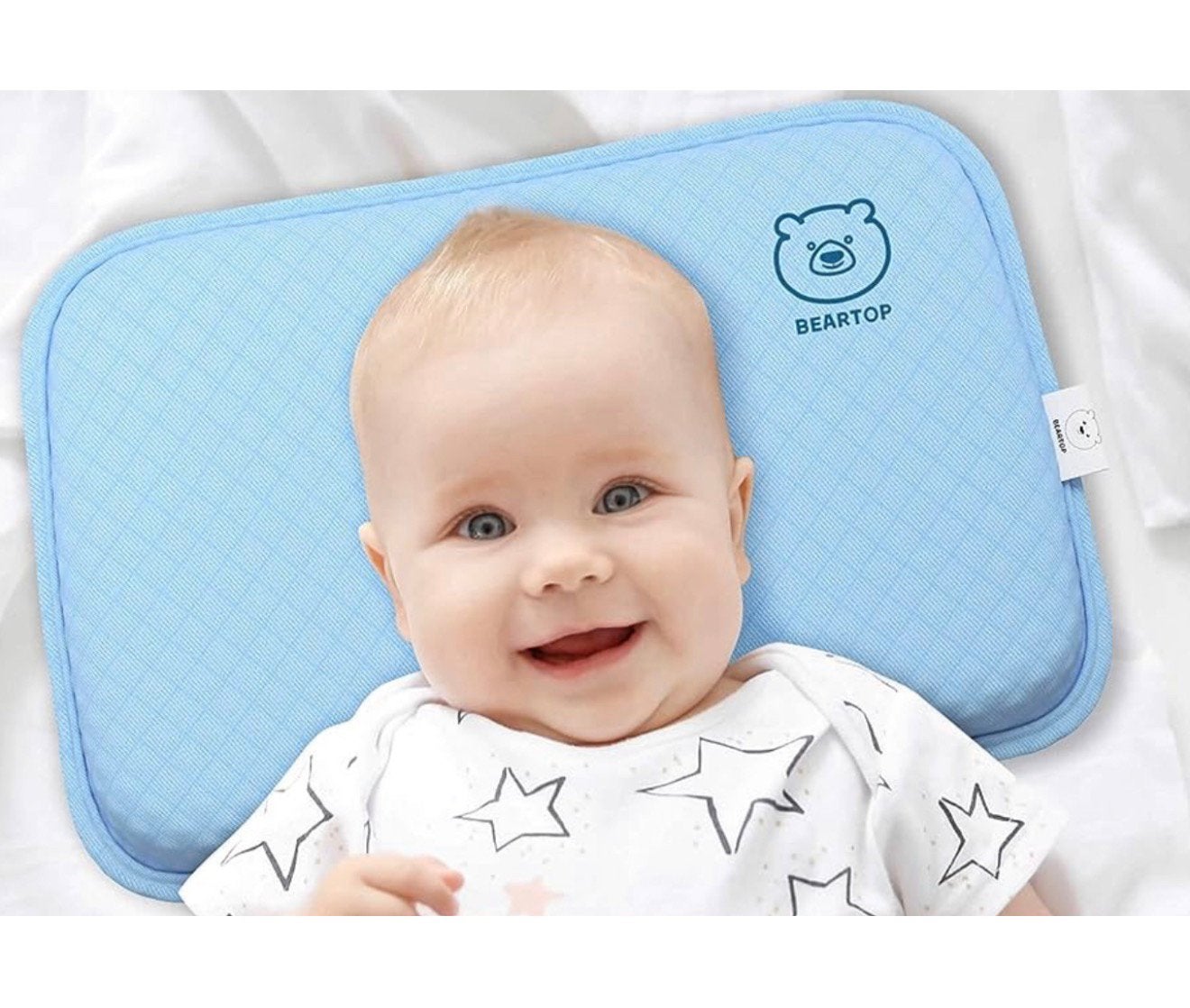 Speciaal babykussen baby-kussen tegen platkop 0-36 maanden, Ademend, Blauw, Nieuw, Ophalen of Verzenden