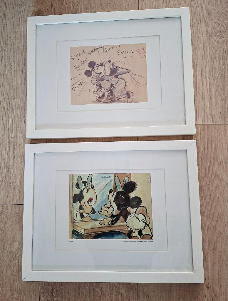 Disney Mickey en Minnie Mouse schilderijen, Verzamelen, Disney, Ophalen, Mickey Mouse, Gebruikt, Plaatje of Poster