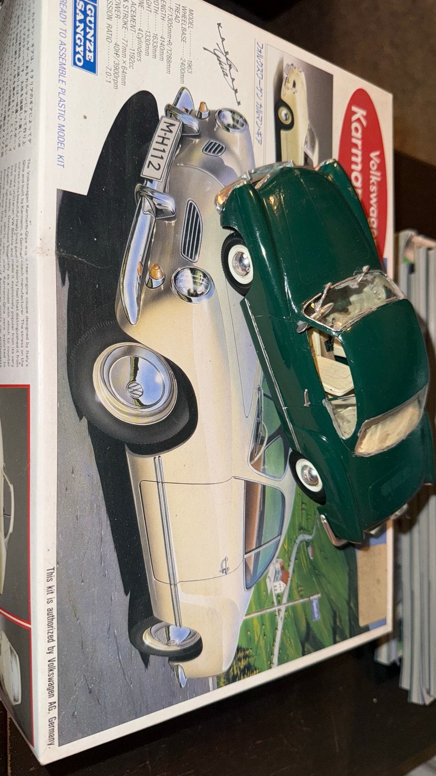 Volkswagen Karmann Ghia modelauto - Groen, Overige merken, Auto, 1:32 tot 1:50, Ophalen of Verzenden