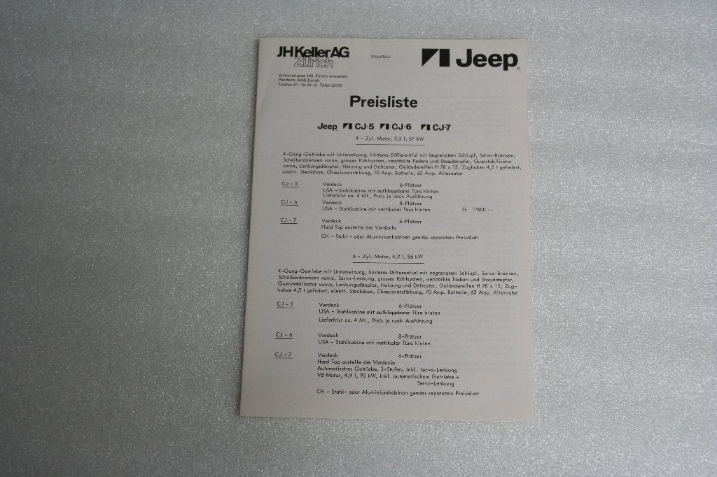 Folder Jeep prijslijst (07-1981) (1), Ophalen of Verzenden, Nieuw, Overige merken