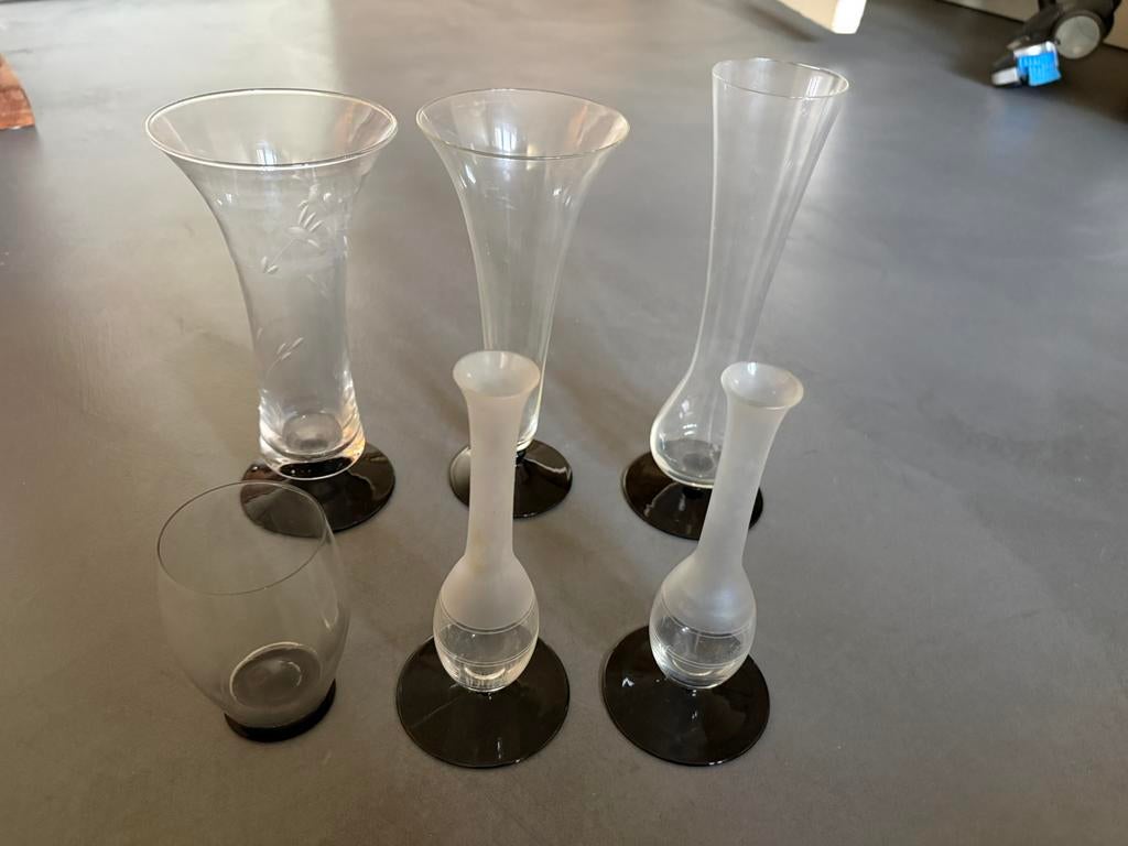 5 vazen en 1 glas Copier, Ophalen of Verzenden