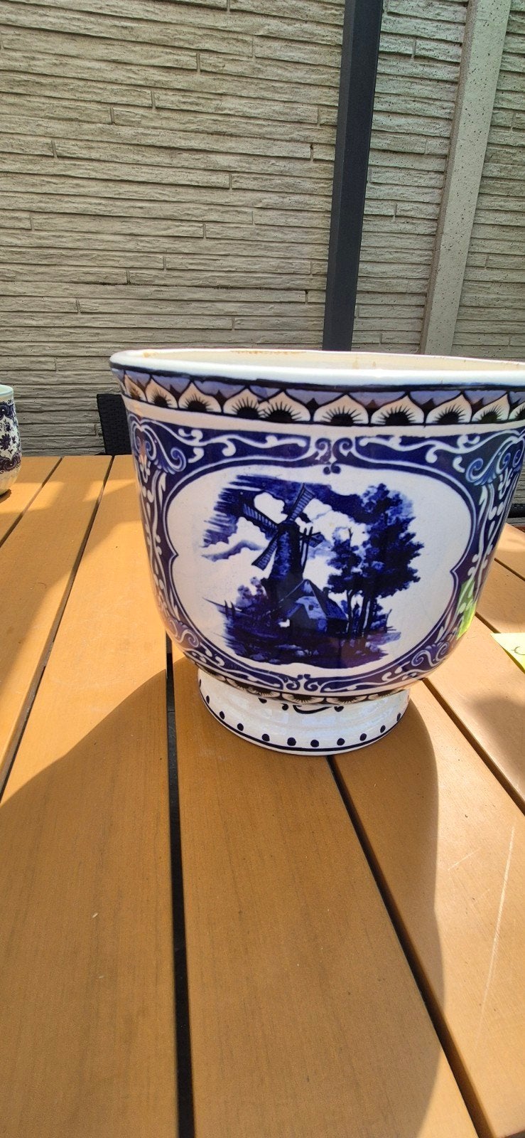 Grote Delfts Blauwe Bloempot met Molen Decoratie, Ophalen of Verzenden