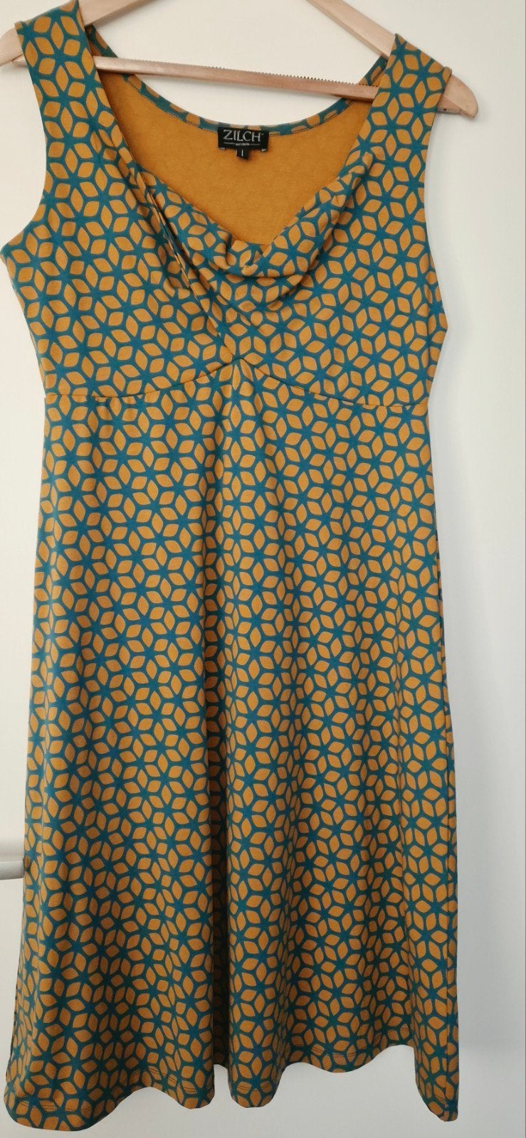 ZILCH zomerjurk  - Turquoise/Okergeel maat L, Kleding | Dames, Jurken, Geel, Maat 42/44 (L), Ophalen of Verzenden, Zo goed als nieuw