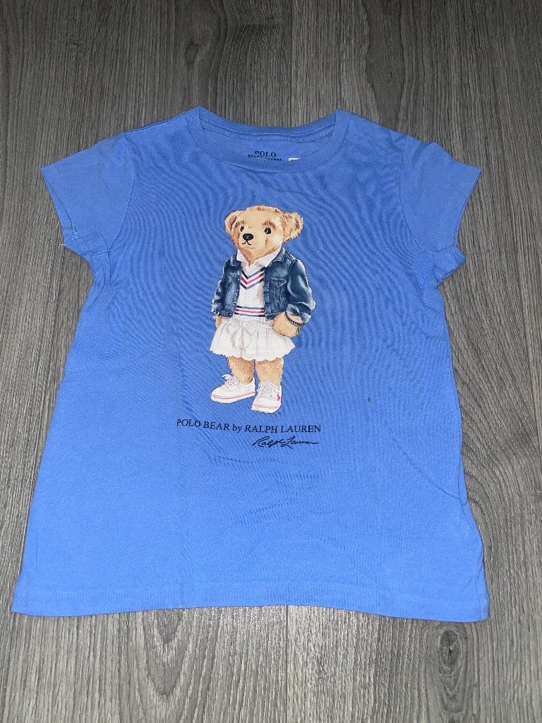 polo ralph lauren meisjes blauw t-shirt top met beer mt 110, Meisje, Ophalen of Verzenden, Zo goed als nieuw, Shirt of Longsleeve