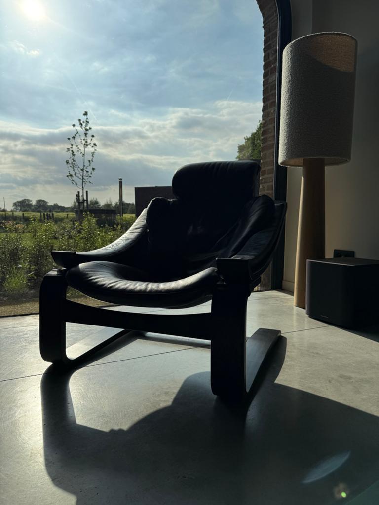 Ake Fribytter design stoel, Gebruikt, Zwart, Leer, Ophalen of Verzenden