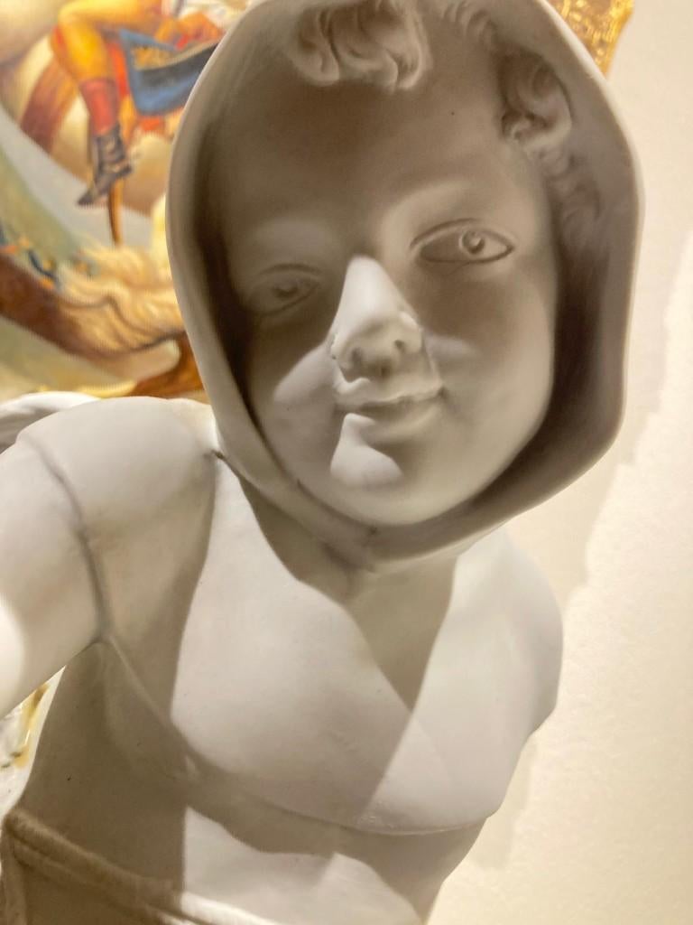 antiek beeld groot bisquit Boizot 56x40x30cm Putto cherubijn, Ophalen, Overige onderwerpen, Handgemaakt, 50 - 100 cm