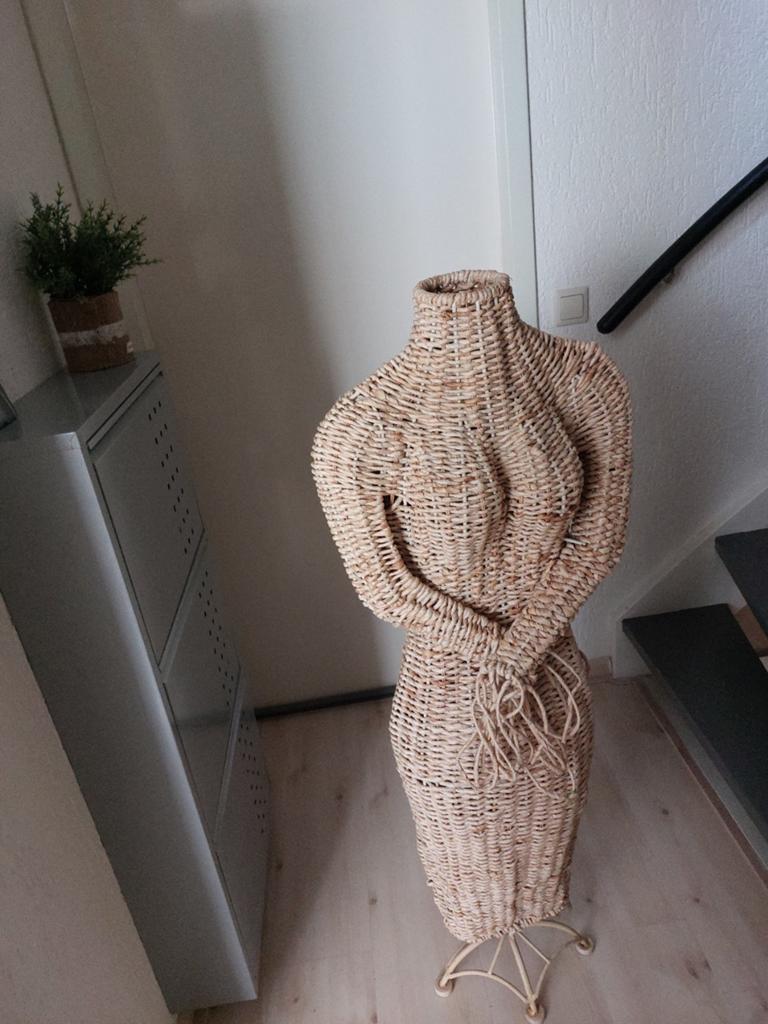 Brocante Rotan Paspop - Decoratieve Mannequin, Ophalen, Beige, Natuurlijk materiaal, Gebruikt