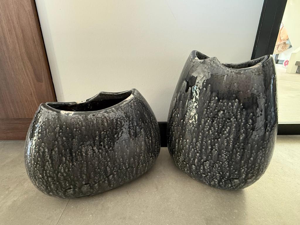 Ptmd - bloempotten - 2 stuks - grijs, Huis en Inrichting, Woonaccessoires | Vazen, Ophalen of Verzenden, Zo goed als nieuw, Overige kleuren