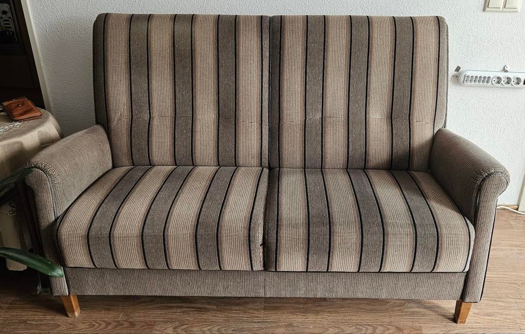 Bankstel: bank en 2 stoelen - grijs/bruin, gebruikt, Ophalen, Gebruikt, Driepersoons, 75 tot 100 cm