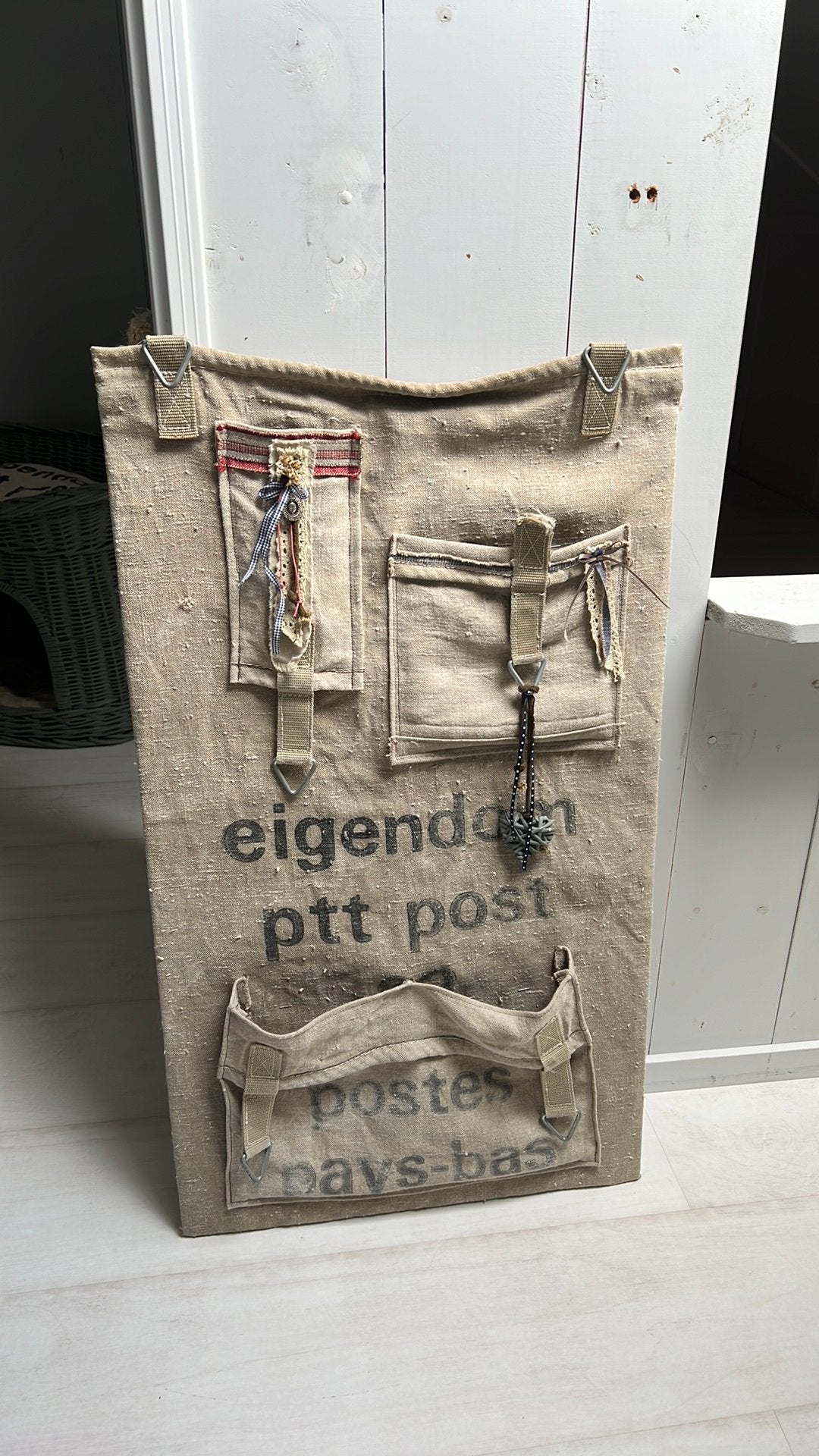 Ophangbord PTT postzak, Huis en Inrichting, Ophalen, Meerdere vakken, Gebruikt, Textiel