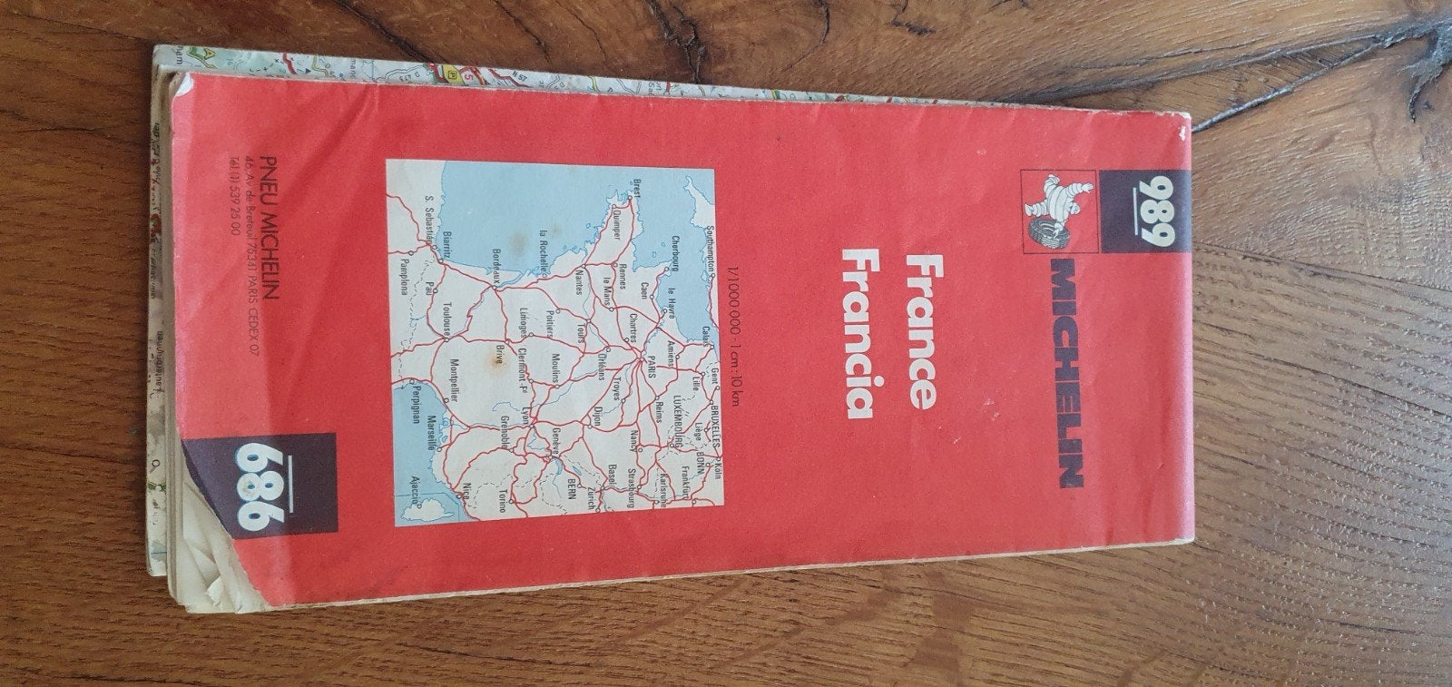 Vintage Michelin Landkaart Frankrijk - Nummer 989, Gelezen, Ophalen of Verzenden, Landkaart, 1800 tot 2000