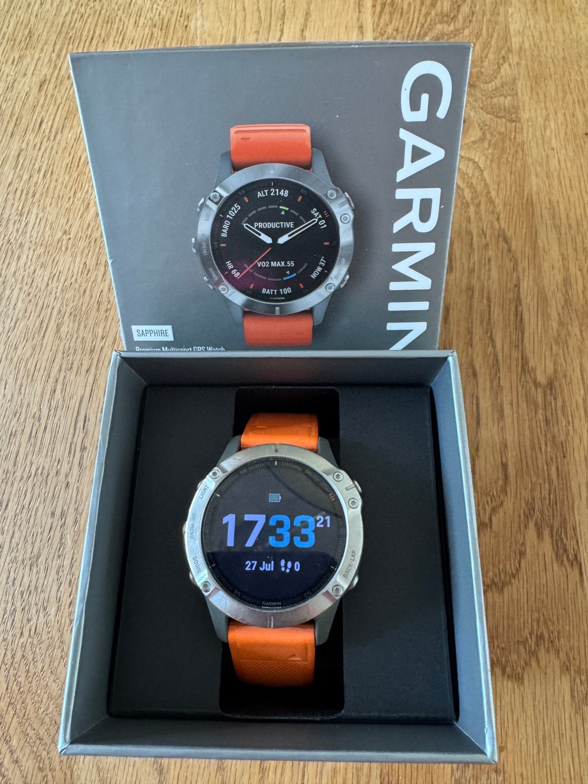 Garmin FÉNIX 6 Sapphire 47mm Titanium multisport horloge, Sieraden, Tassen en Uiterlijk, Sporthorloges, Ophalen of Verzenden, Zo goed als nieuw