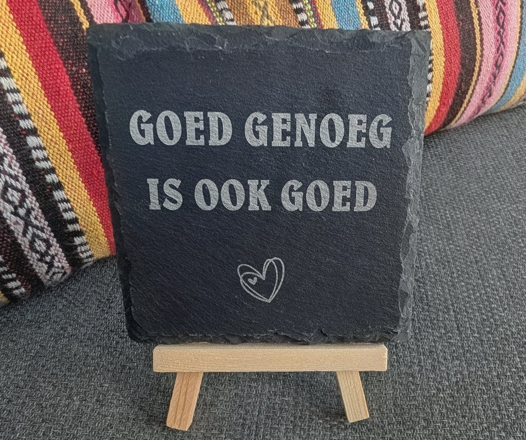 Leisteen met tekst "Goed genoeg is ook goed" –  incl. ezel, Ophalen of Verzenden, Nieuw