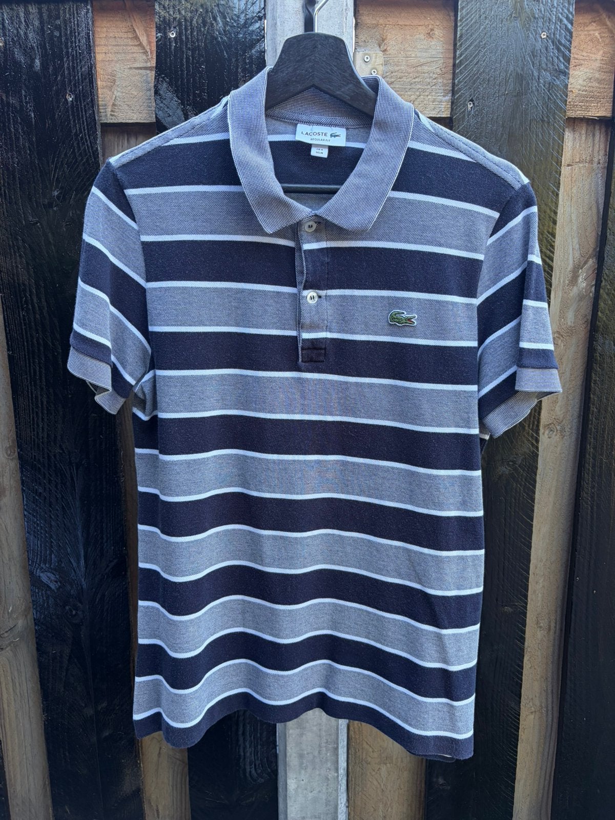 Lacoste polo grijs met donker blauw, Kleding | Dames, Maat 38/40 (M), Ophalen of Verzenden, Korte mouw, Grijs