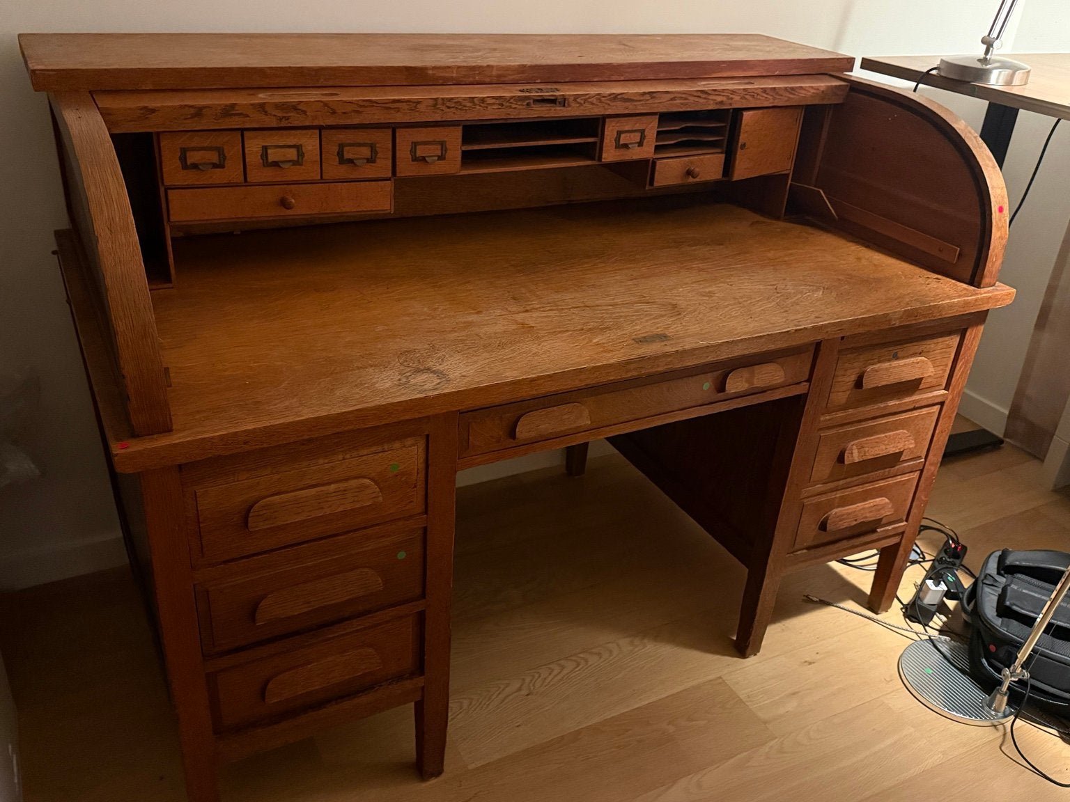 Prachtig antiek eiken roldeurbureau / roll-top desk, Antiek en Kunst, Ophalen