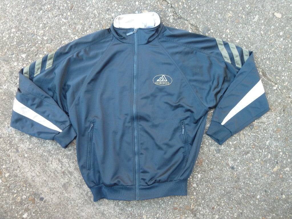 Vintage Adidas Trainingsjack - Maat L, Maat 52/54 (L), Blauw, Ophalen of Verzenden, Adidas