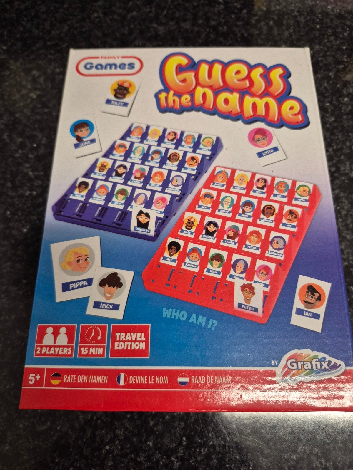 Guess the Name - Reisspel (Wie ben ik?), Hobby en Vrije tijd, Gezelschapsspellen | Bordspellen, Gebruikt, Een of twee spelers