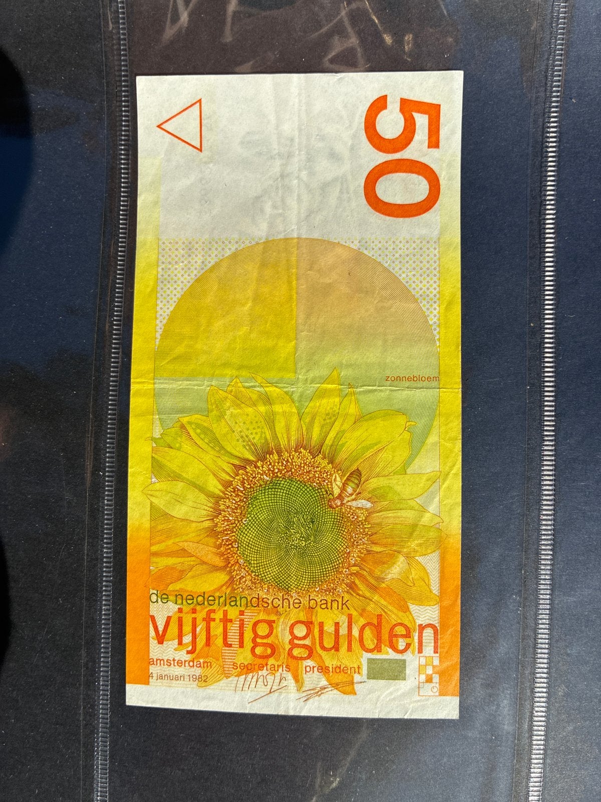 50 Gulden Zonnebloem biljet - 1982, Postzegels en Munten, Ophalen of Verzenden, 50 gulden, Los biljet