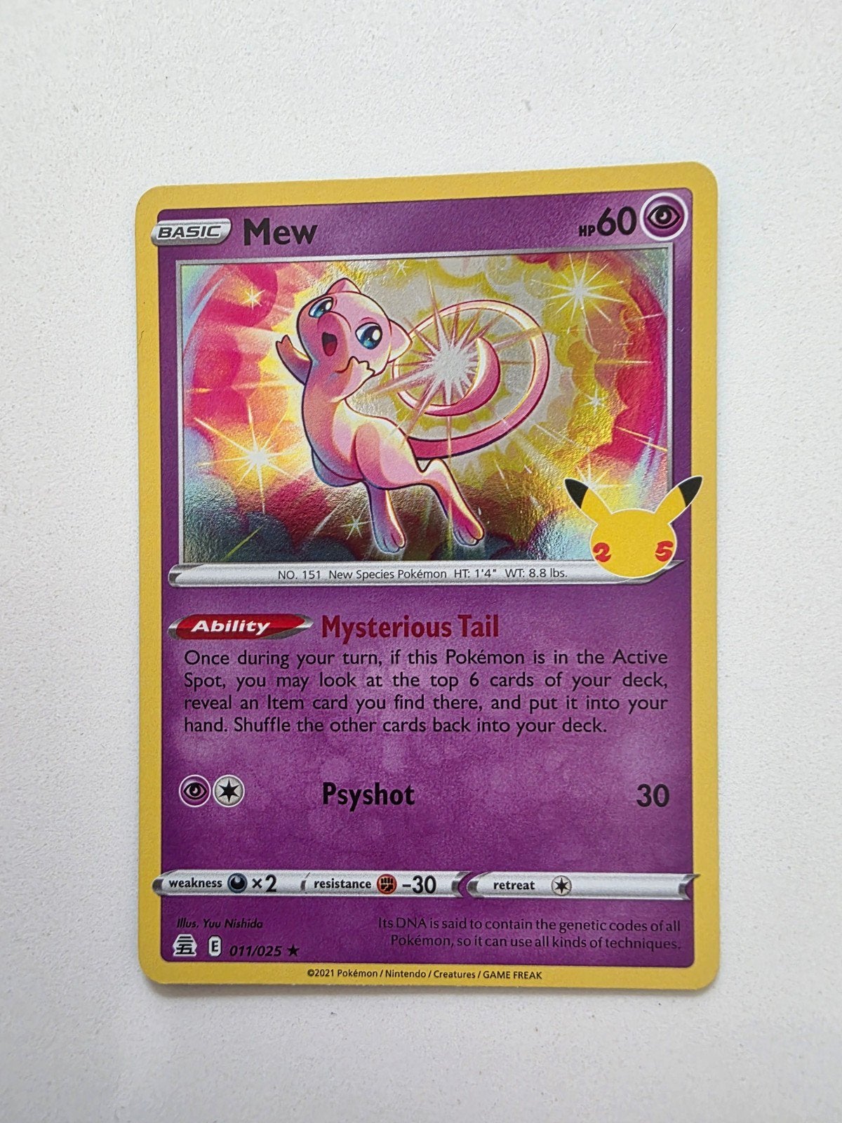 Mew Pokémon kaart Celebrations 011/025, Ophalen of Verzenden, Zo goed als nieuw, Losse kaart