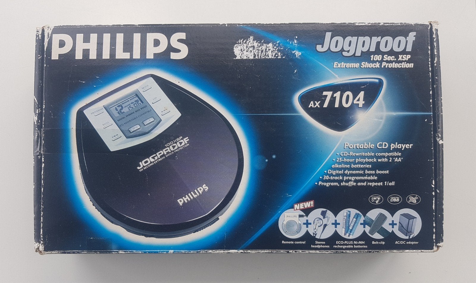 Philips Discman Shockproof AX7104 + Adapter, Ophalen of Verzenden, Discman