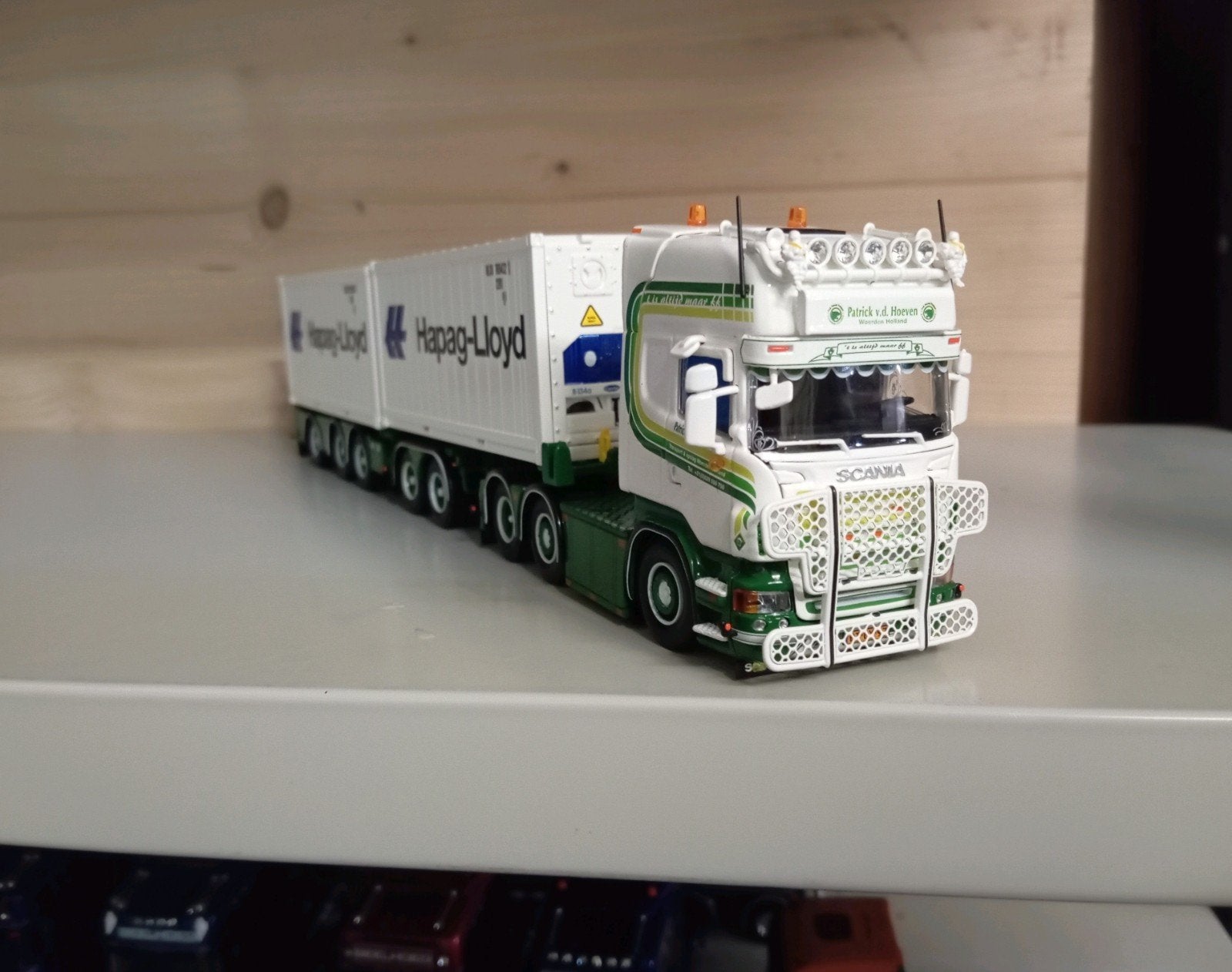Scania R Patrick vd Hoeven container combinatie Tekno, Hobby en Vrije tijd, Modelauto's | 1:50, Ophalen of Verzenden, Nieuw, Bus of Vrachtwagen