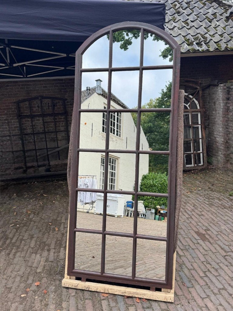Slanke Gietijzeren Kerkraam Spiegel – 200 x 80 cm, 200 cm of meer, Nieuw, Ophalen of Verzenden, 75 tot 100 cm