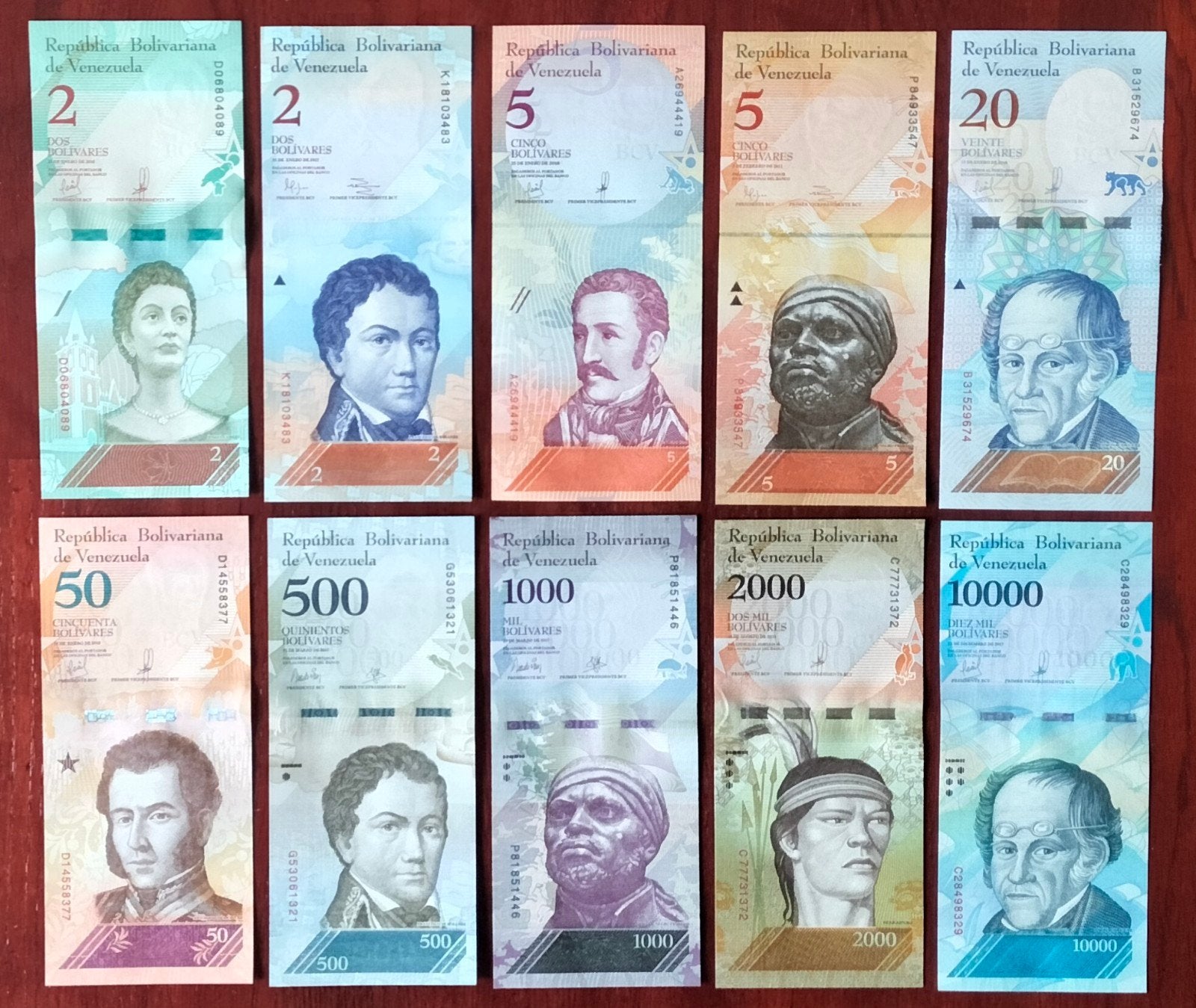 Venezuela 10 Verschillende Biljetten UNC., Verzenden, Zuid-Amerika, Setje
