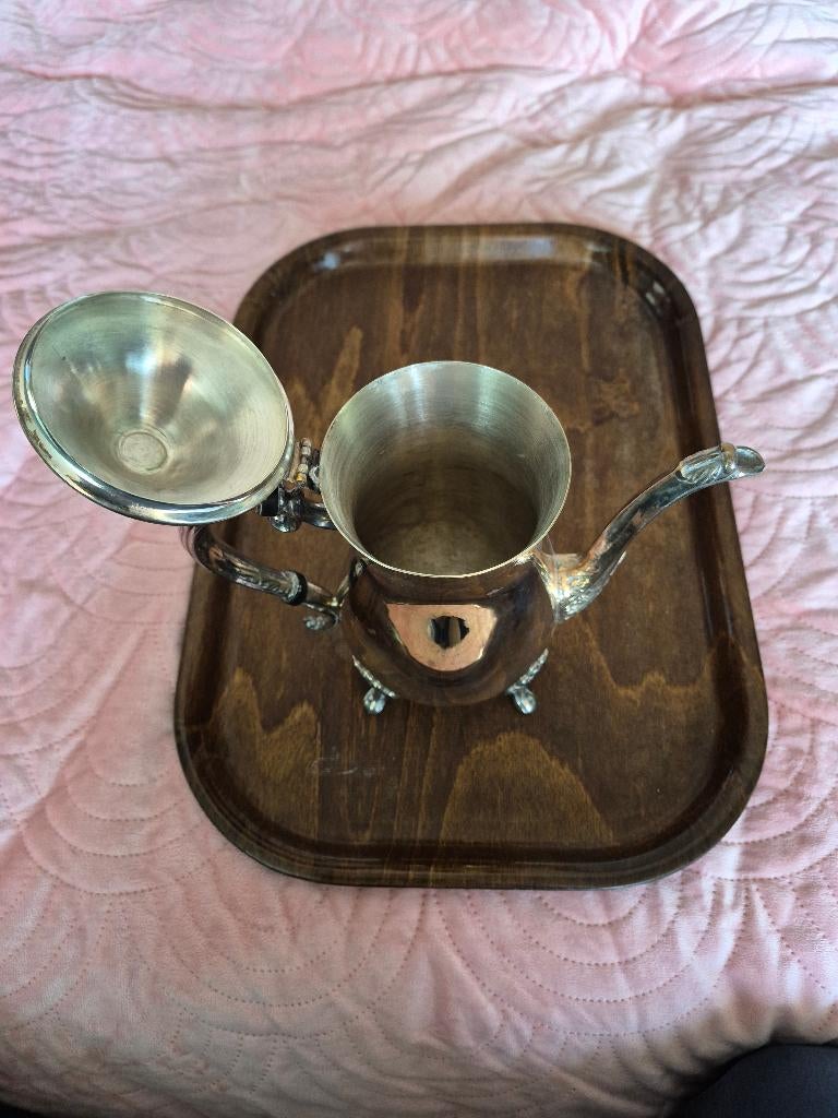 Koffiekan met deksel (verzilverd)., Ophalen of Verzenden