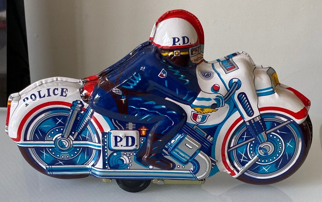 Vintage blikken speelgoed politiemotor - PD, Ophalen of Verzenden, Nieuw