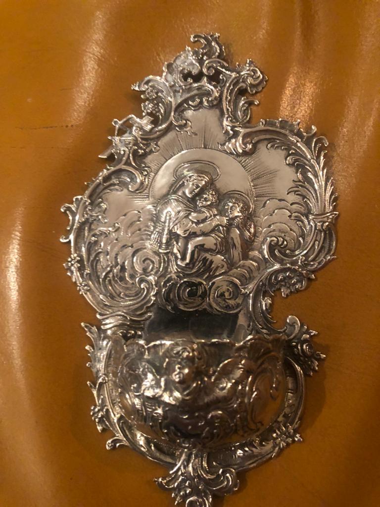 Zilver wijwaterbakje antiek, Ophalen of Verzenden, Zilver