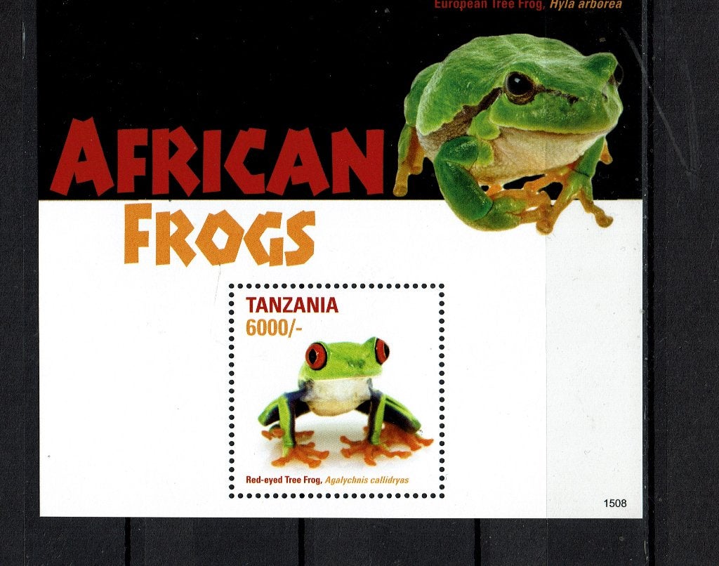 tanzania 2015 pf blok kikkers frogs amfibieën reptielen, Ophalen of Verzenden, Postfris, Overige thema's