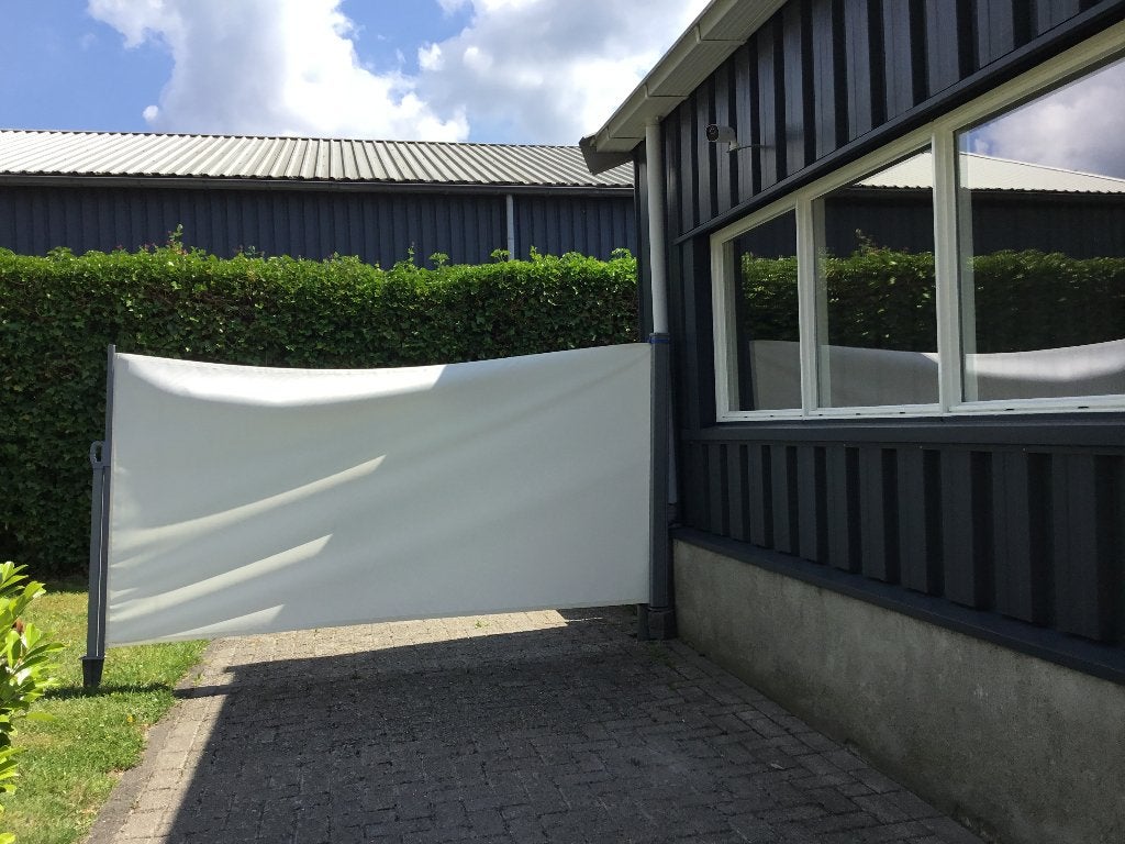 Uittrekbaar windscherm, Tuin en Terras, Tuinschermen, Ophalen, 100 tot 150 cm, Aluminium, Zo goed als nieuw
